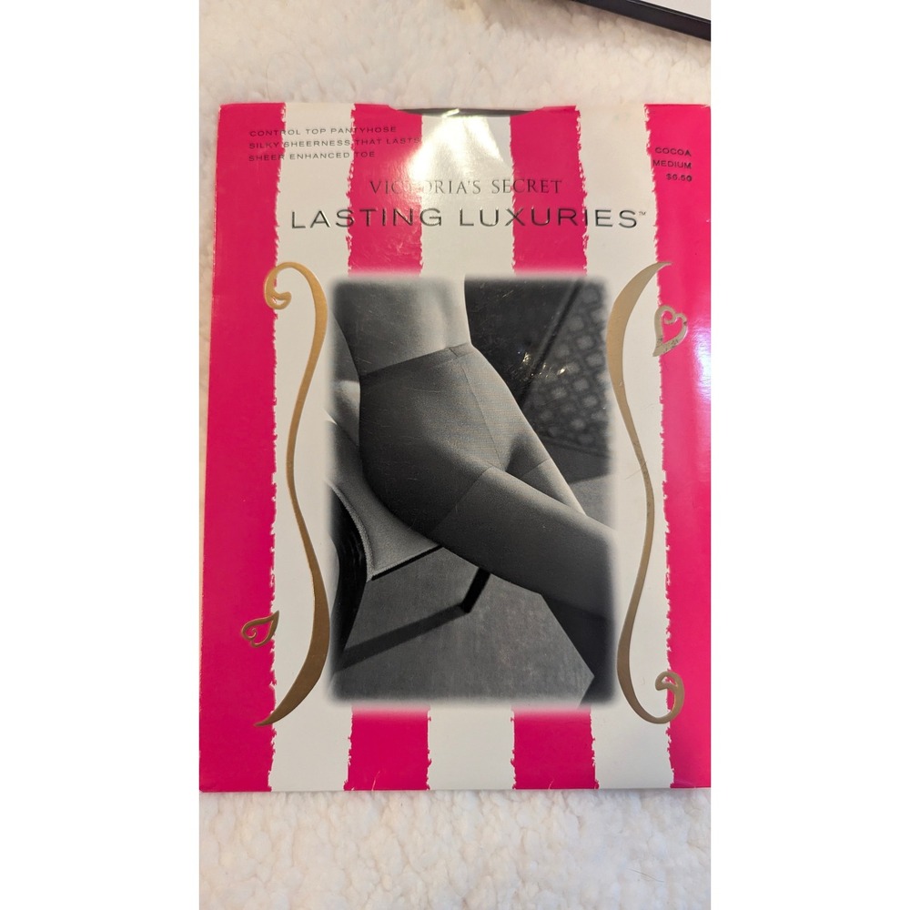 VICTORIA SECRET LASTING LUXURIES CONTROL TOP PANTYHOSE SHEER COCOA‎ MD VTG 90s